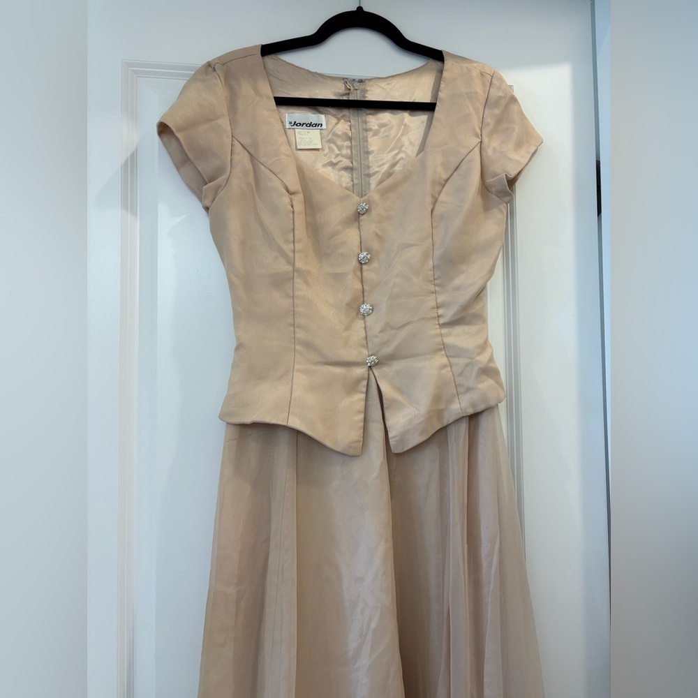 Jordan Champagne Mother of the Bride/Formal Gown with Crystal Buttons (Size 9/10